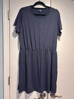 Old Navy Heathered Navy Blue Crew Tee Dress